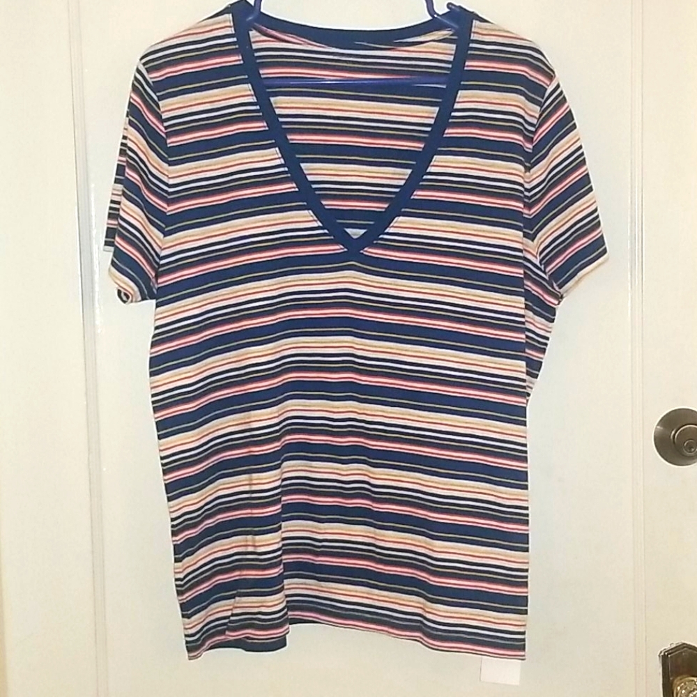 Madewell striped v neck tee. NWT. XL